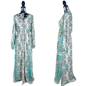 NWT Boohoo cage detail paisley woven floor length maxi dress size 6